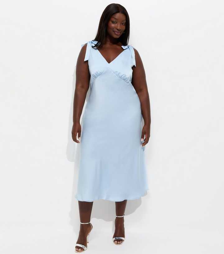 blue shoulder tie dress Curves Light Plunge Midi Product ID:AP1D106279_AA002_M Auveirra New Plus Size Velvet Colors:Purple 819 Women Dresses