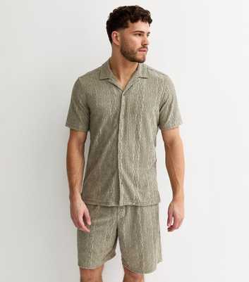 Light Khaki Regular Patterned Terry Towelling Shirt