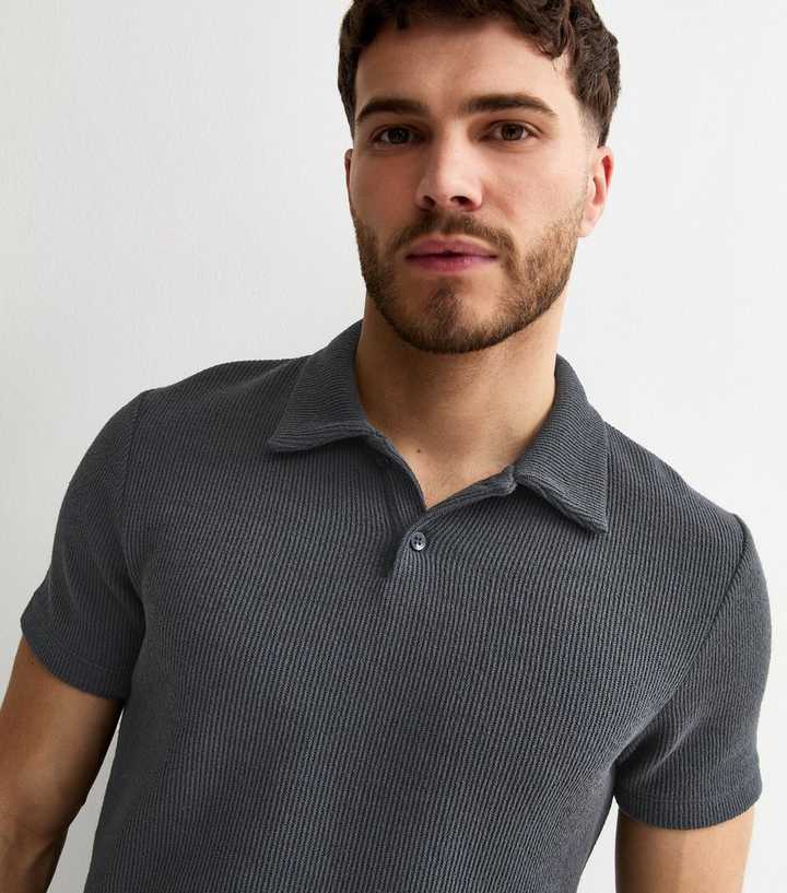 Navy Short Sleeve Textured Regular Polo Shirt