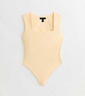 Light Yellow Slinky Square Neck Sleeveless Bodysuit