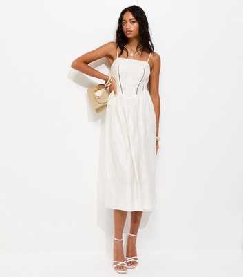 White Sparkly Floral Jacquard Midi Dress