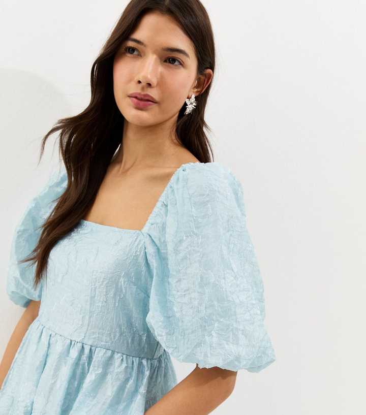 light blue milkmaid dress boohoo Women's Cotton Milkmaid Cap Sleeve Dress in Baby Blue