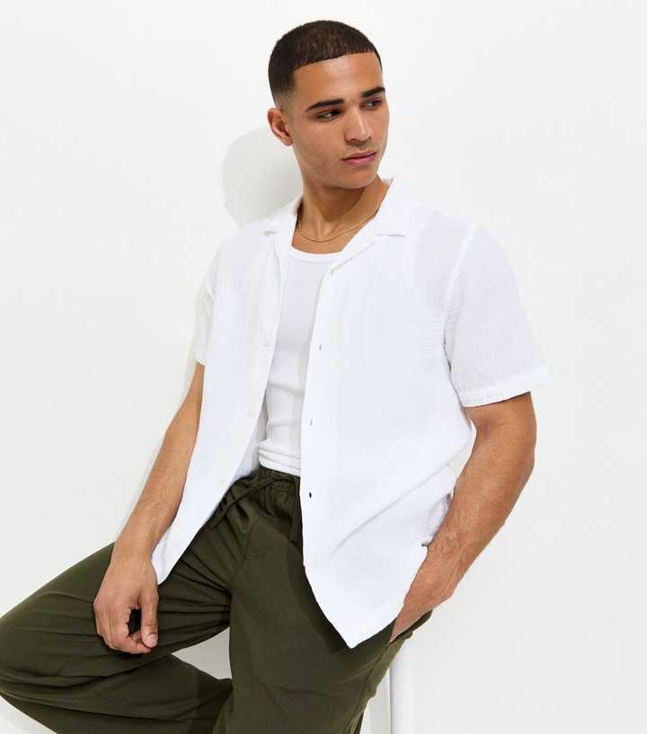 White Regular Double Cloth Revere Shirt