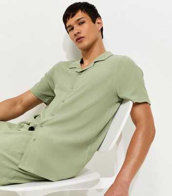 Light Green Short Sleeve Regular Crinkle Shirt