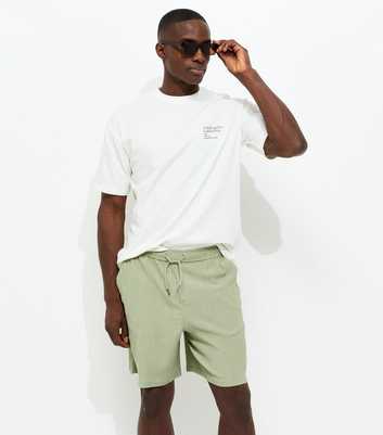 Light Green Regular Textured Drawstring Shorts