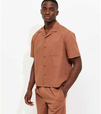 Burnt Orange Relaxed Fit Boxy Revere Collar Shirt