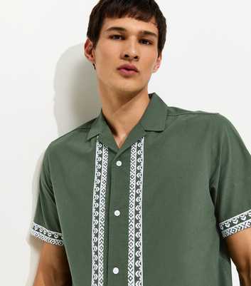 Green Regular Border Embroidered Shirt