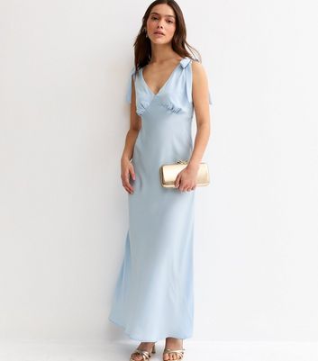 knee length dresses for ladies Red Dress | Sky Blue Satin Finish Midi Dress