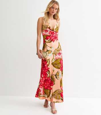 Tall Orange Lotus Print Midi Dress