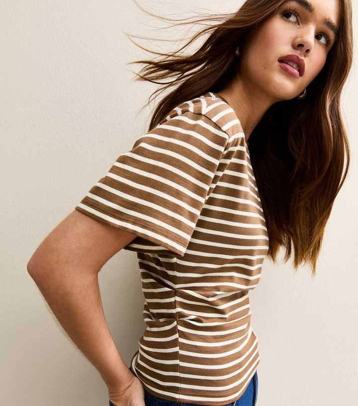 Brown Striped Corset Top