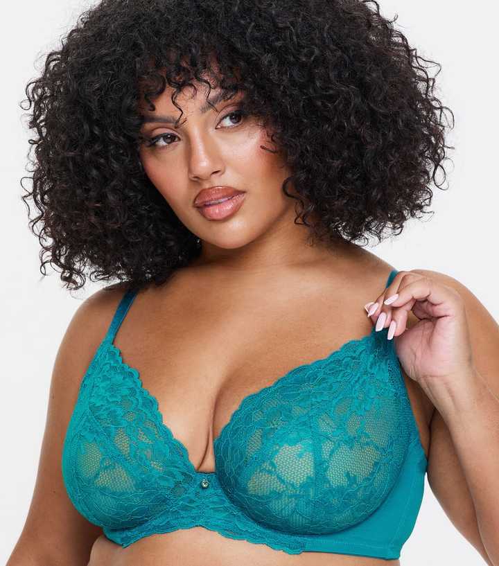 Ann Summers Dark Blue Lace Fuller Bust Non Padded Plunge Bra