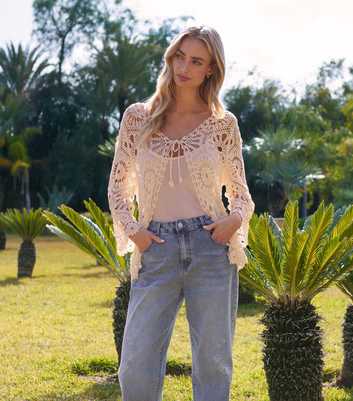 Blue Vanilla Stone Crochet Cardigan