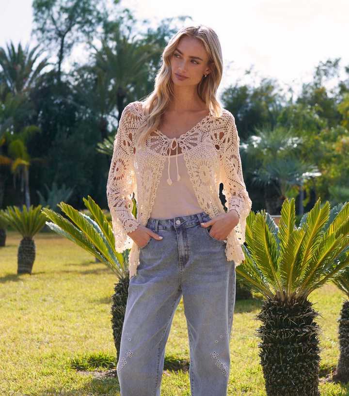 Blue Vanilla Stone Crochet Cardigan