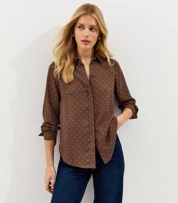 Brown Polka Dot Long Sleeve Shirt