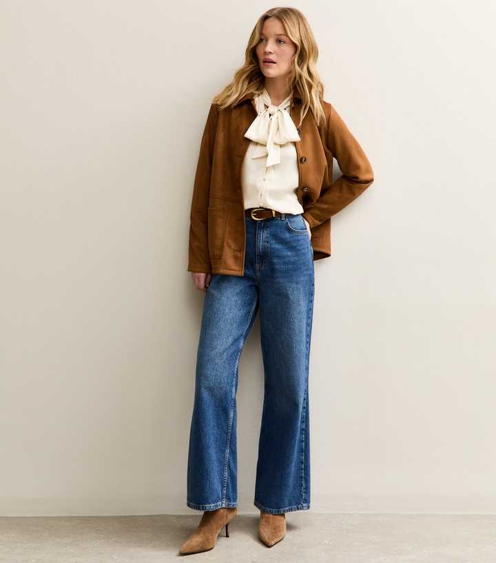 Cream Striped Pussybow Neck Blouse