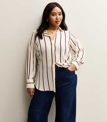 Curves White and Red Striped Shirt
