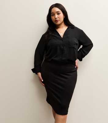 Curves Black Pencil Mini Skirt