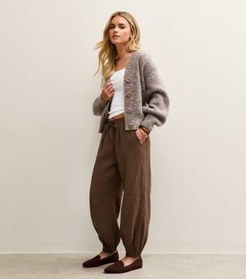 Petite Dark Brown Drawstring Cuffed Joggers