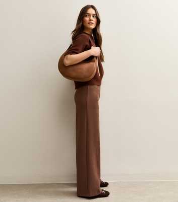 Petite Dark Brown Wide Leg Trousers