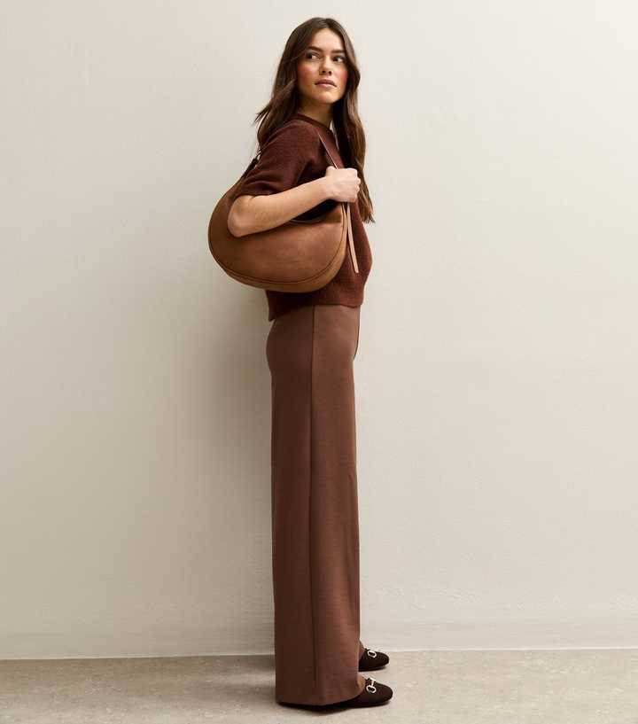 Petite Dark Brown Wide Leg Trousers