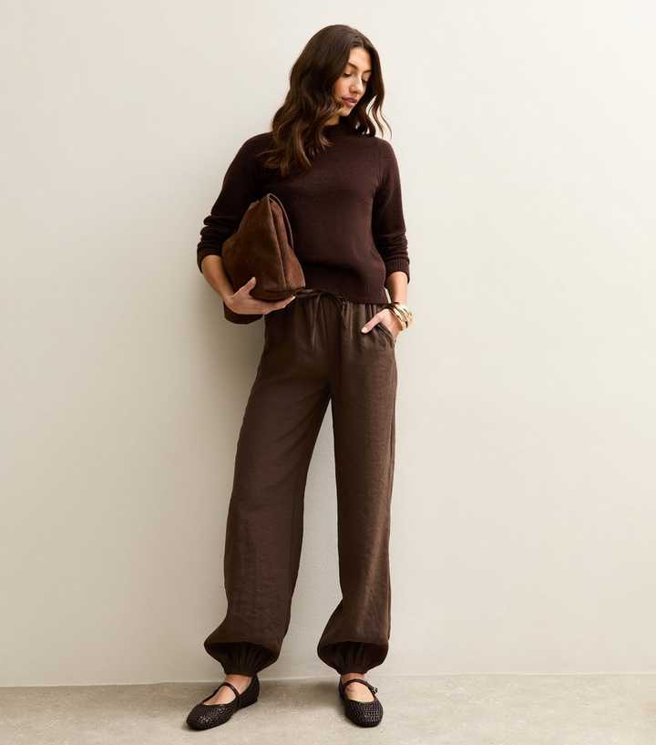 Tall Dark Brown Drawstring Cuffed Joggers