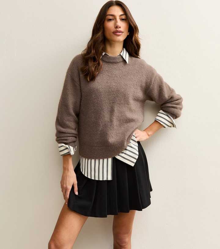 Tall Black Jersey Pleated Mini Skirt