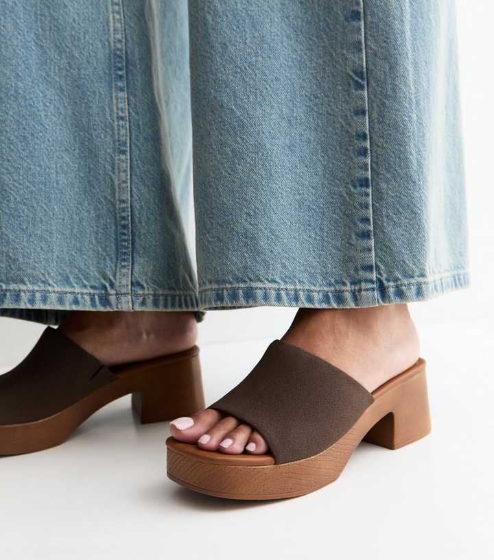 Brown Clog Mule Sandals