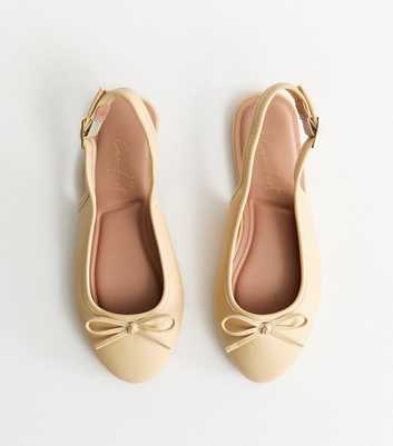 Wide Fit Faux Leather Light Yellow Slingback Ballet Pumps