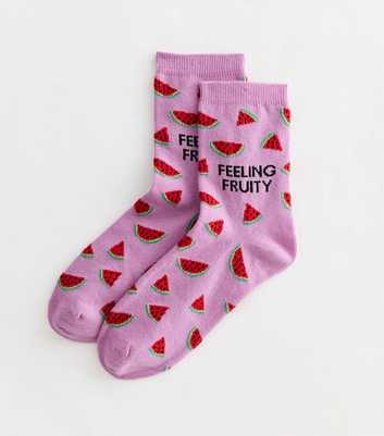 Bright Purple Watermelon Patterned Ankle Socks