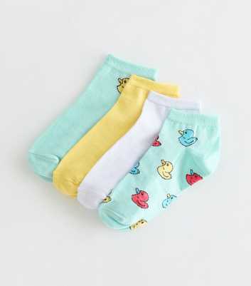 Pack of 4 Multicolour Duck Pattern Trainer Socks
