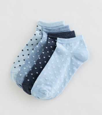 Pack of 4 Blue Polka Dot Patterned Trainer Socks