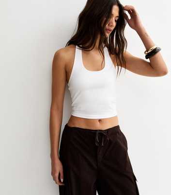 White Slinky Jersey Halter Neck Top