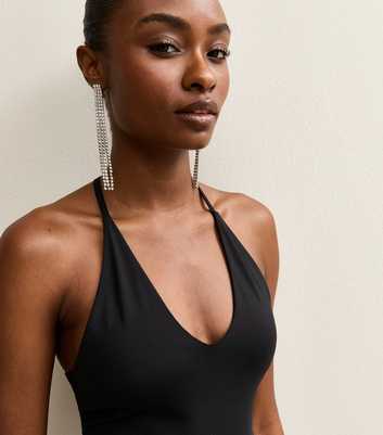 Black Jersey Strappy Halter Top
