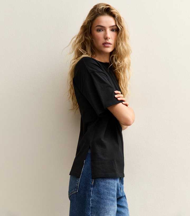 Black Side Split T-Shirt