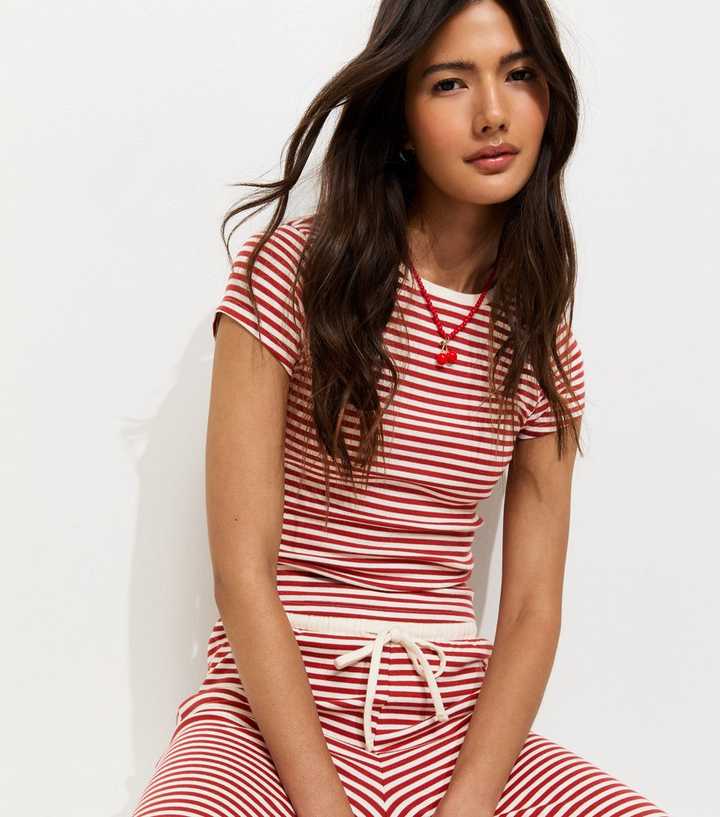 Red Striped Baby Tee T-Shirt