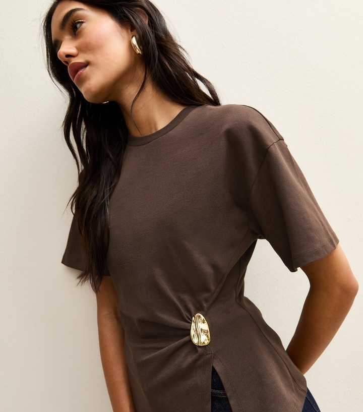 Dark Brown Detail Corset Top