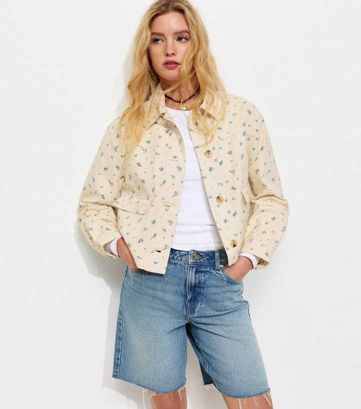 Cream Cotton Ditsy Floral Shacket