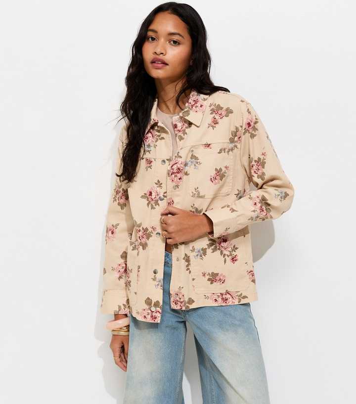 Cream Cotton Floral Longline Shacket