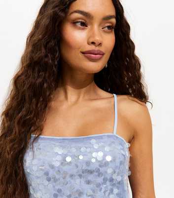 Petite Blue Sequinned Strappy Maxi Dress