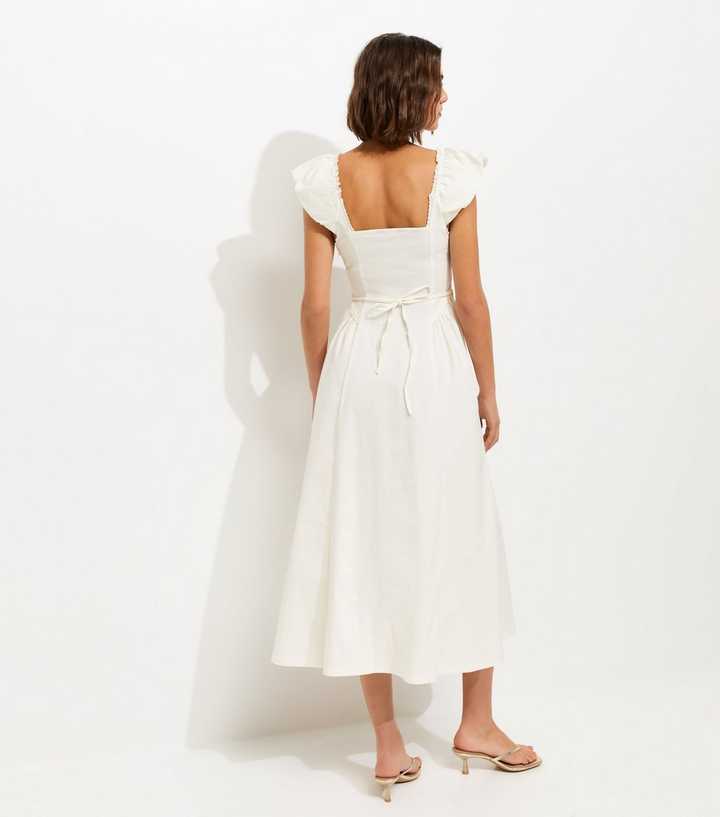 White Lace Trim Milkmaid Midi Dress | New Look