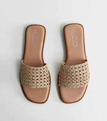 Wide Fit Off White Woven Mule Sandals