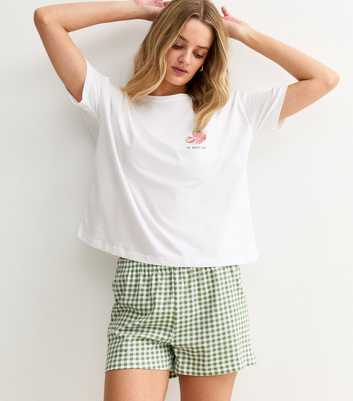 Green Strawberry Print T-Shirt and Shorts Pyjama Set