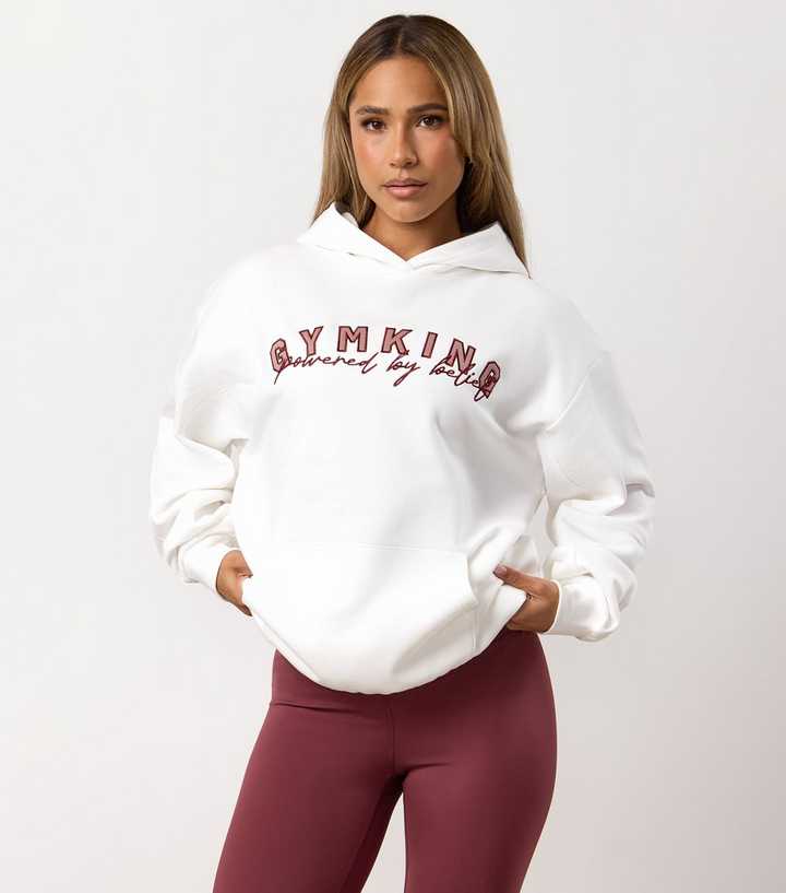 Gym King Cream Powered By Belief Relaxed Fit Hoodie