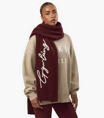 Gym King Burgundy Ribbed Knit Scarf