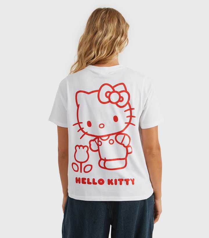 Custard Clothing White Hello Kitty Outline T-Shirt