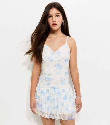 Girls White Butterfly Print Rara Skirt Dress