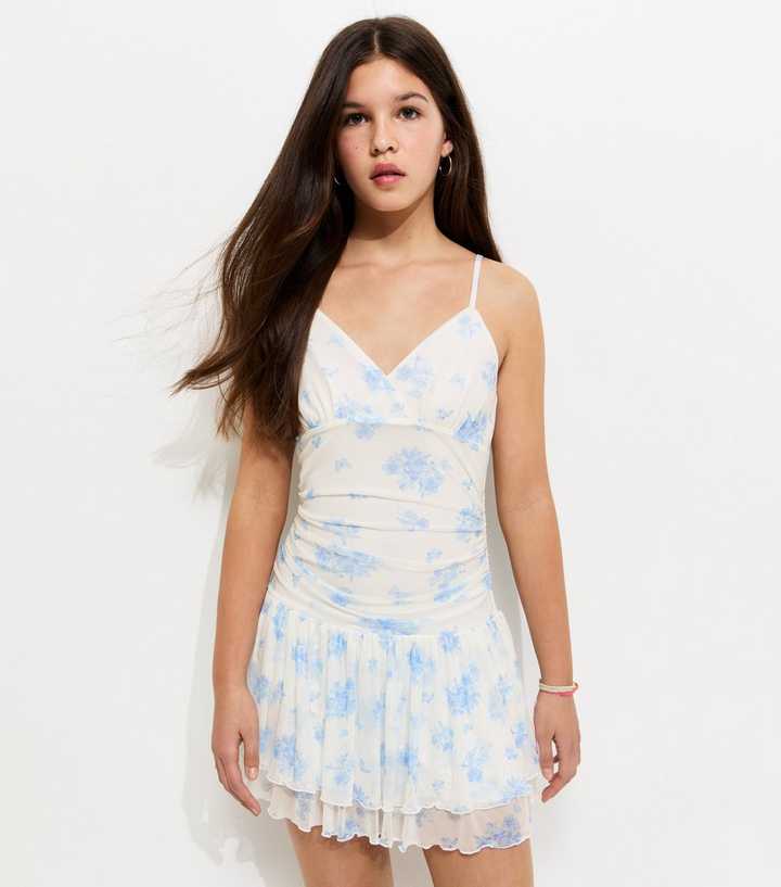 Girls White Butterfly Print Rara Skirt Dress