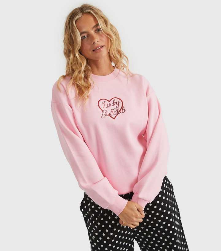 Custard Clothing Pink Embroidered Lucky Girl Club Sweatshirt