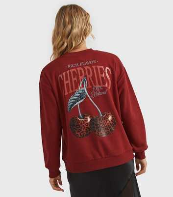 Custard Clothing Red Leopard Cherry Logo Print Sweatshirt