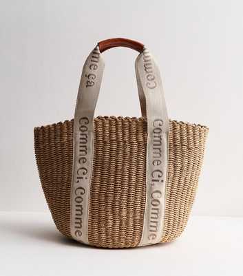 Stone Logo Trim Basket Tote